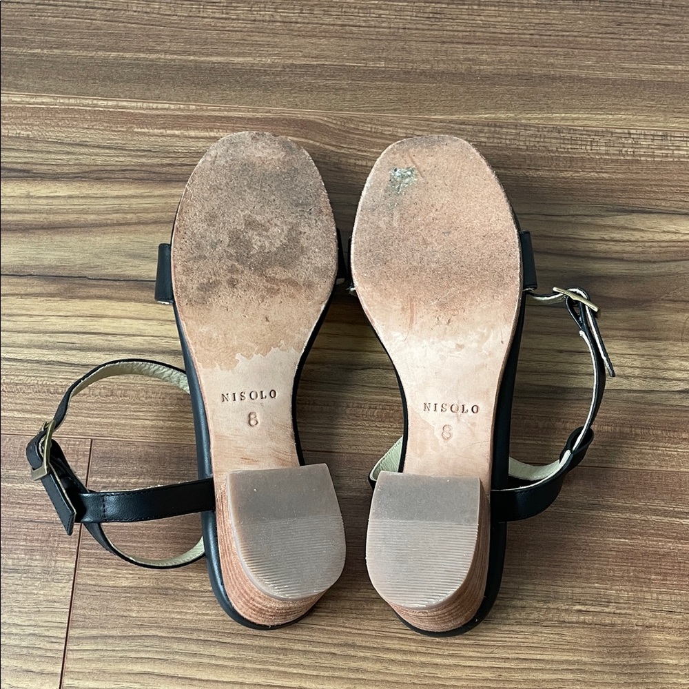 Nisolo Black Leather Block Heel Sandals - Picture 8 of 11